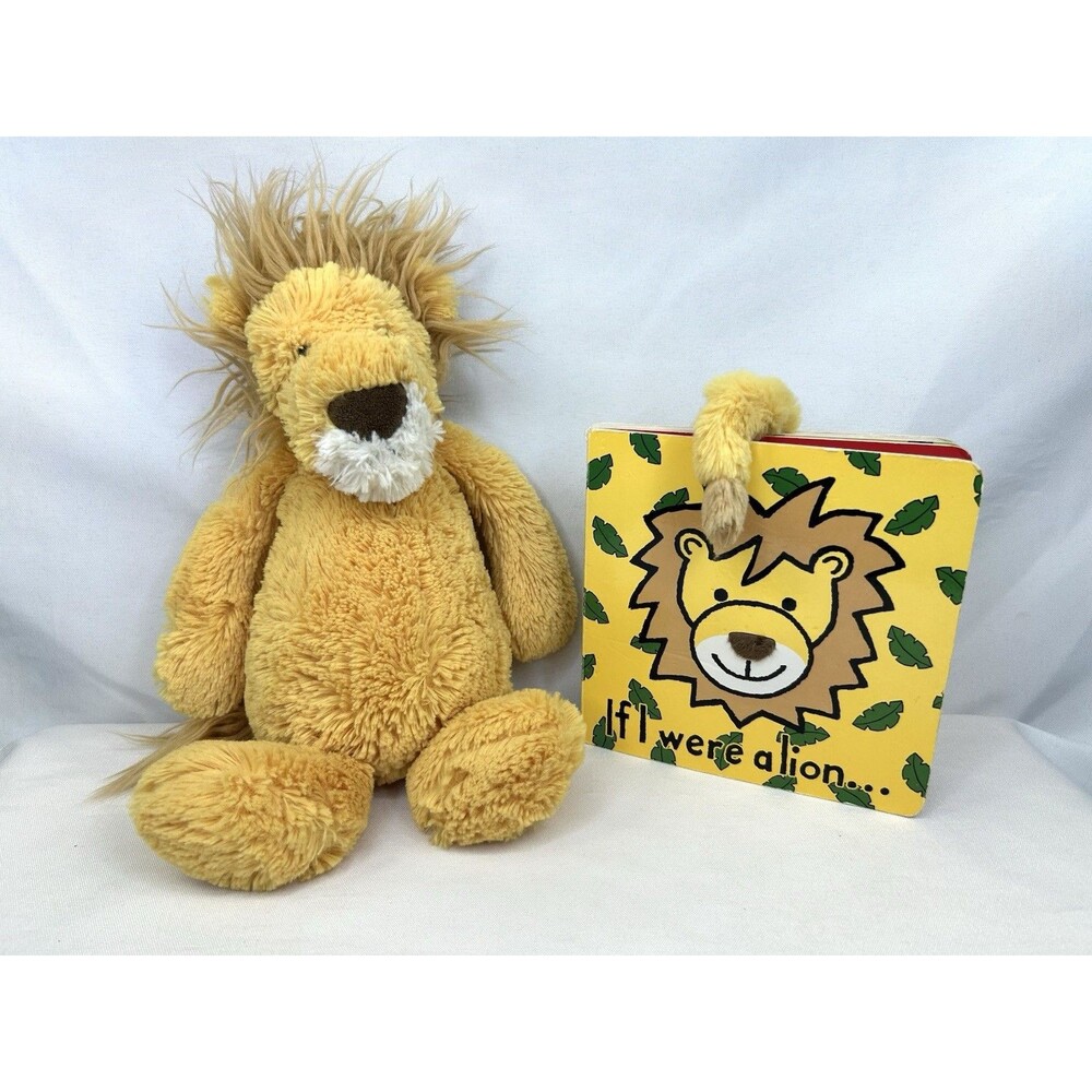 Jellycat Bashful Lion 12" Plush & If I Were a Lion Touch/Feel Board Book